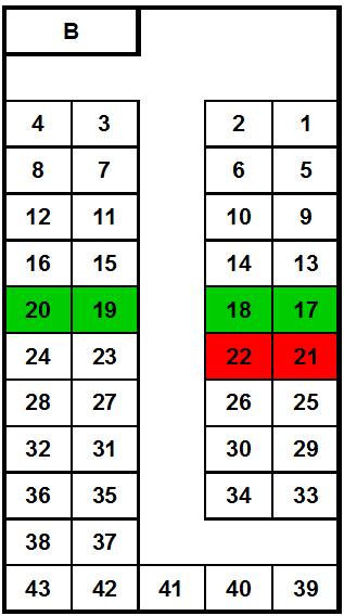 Схема мест в автобусе на 43 места